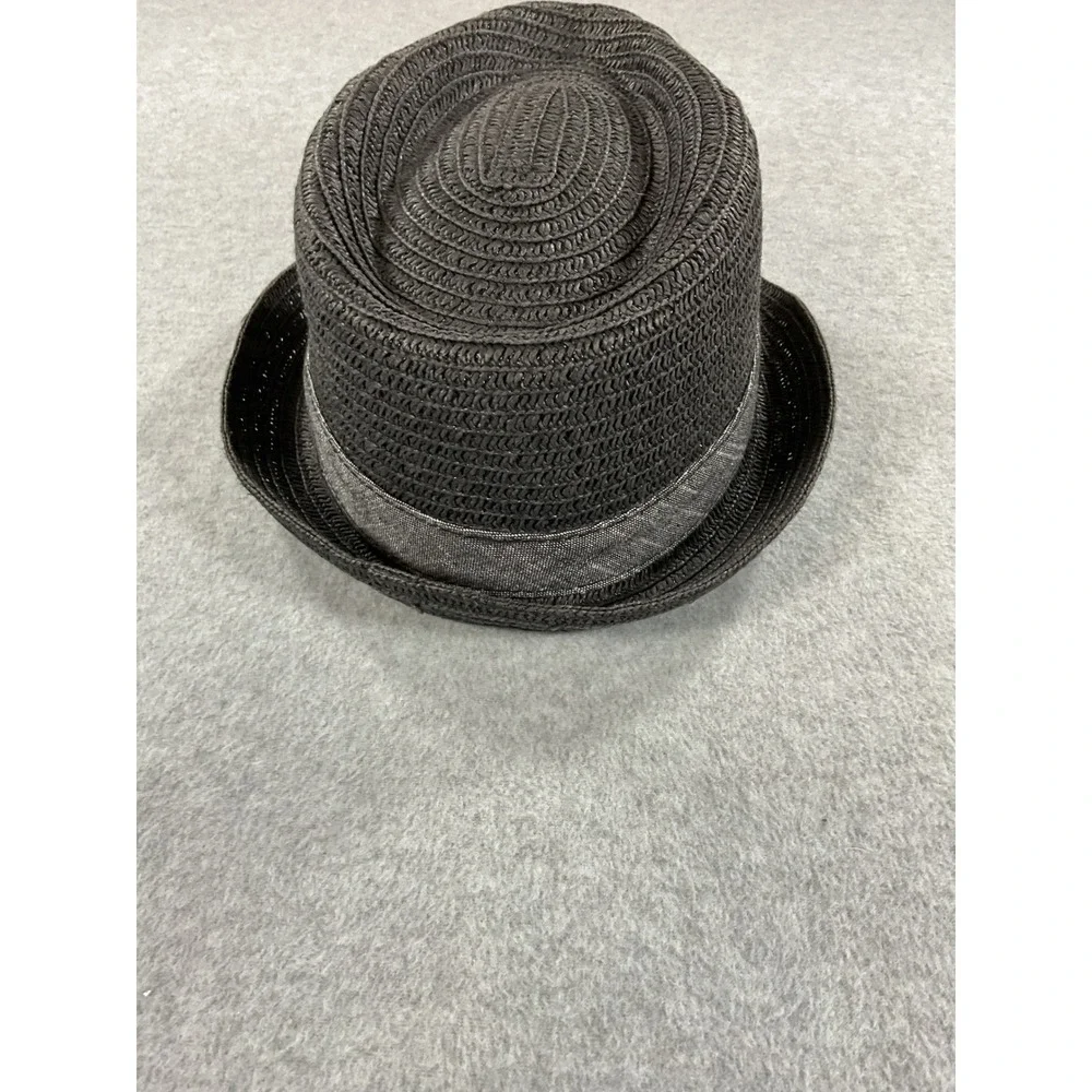 New Era EK Collection Black Woven Paper Straw Fedora Trilby Hat Large